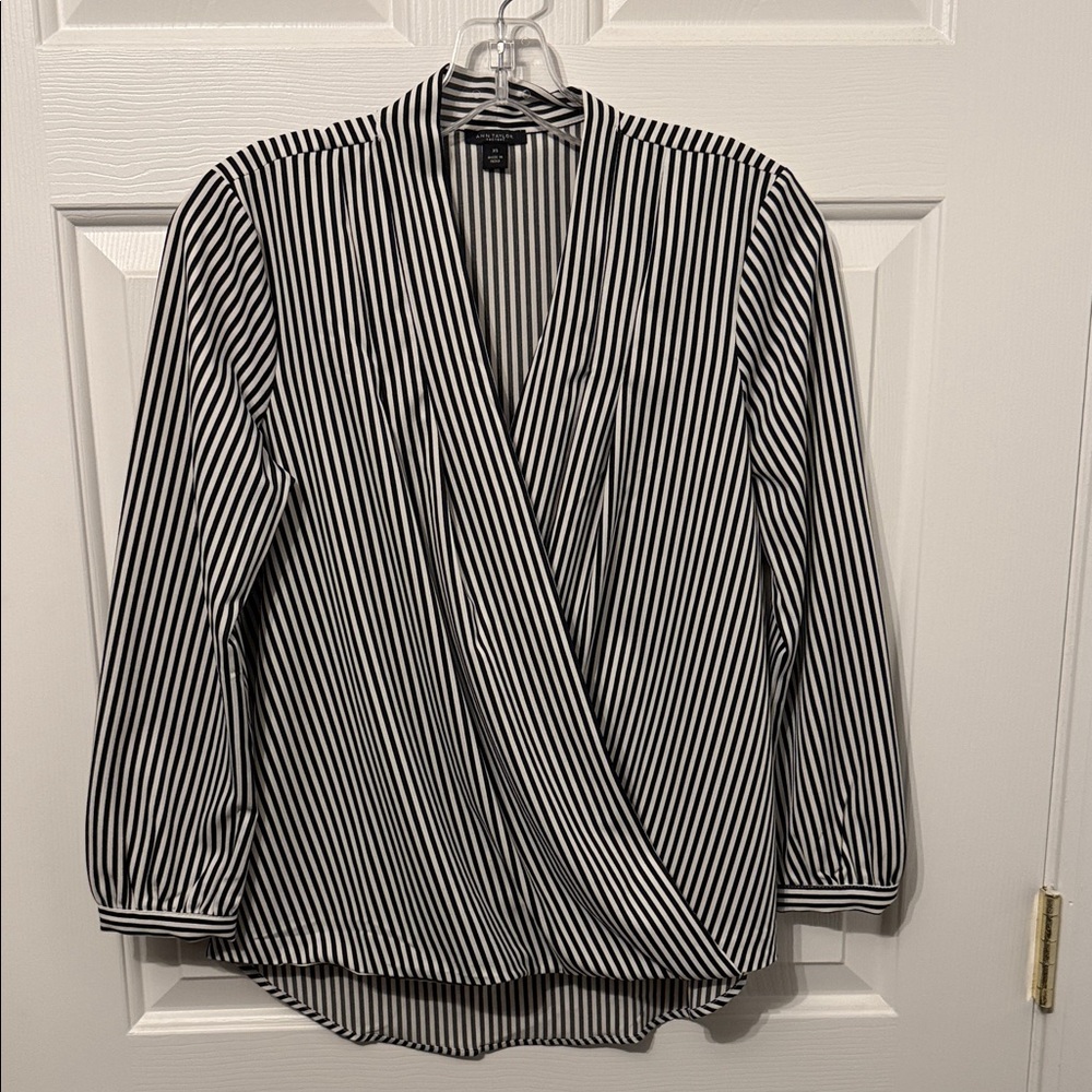 Ann Taylor Factory Black and White Striped Blouse